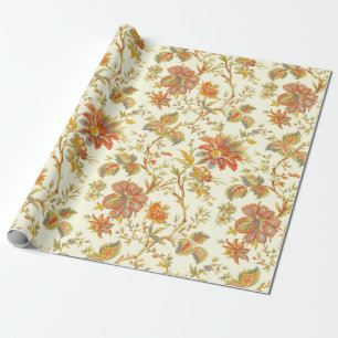 Papel De Presente Vintage Fall Floral Deixa Laranja