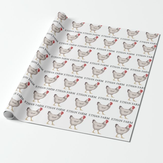 Papel De Presente vintage Family Chicken Farm Business (Desenrolado)