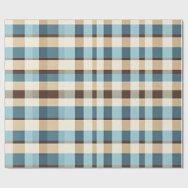 Papel De Presente Vintage Father’s Day Plaid in Blue and Brown