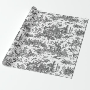 Papel De Presente Vintage Fazenda russa Francês Toile-Black & White