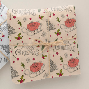 Papel De Presente Vintage Felry Christmas
