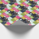 Papel De Presente Vintage Felry Christmas Icons Fotografias Wraping<br><div class="desc">Personalize este papel colorido de embrulho de natais vintages com sua foto e sobrenome favoritos da família!</div>