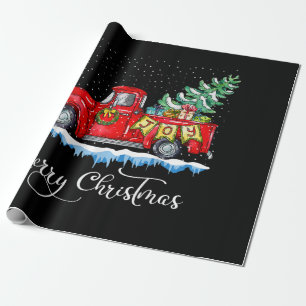 Papel De Presente Vintage Felry Christmas Red Truck Old Fashiked Ch