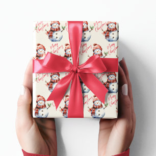 Papel De Presente Vintage Felry Christmas & Snowmen