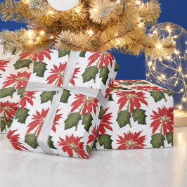Papel De Presente Vintage festivo Poinsettia Flor