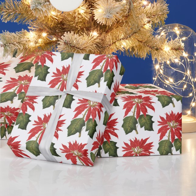 Papel De Presente Vintage festivo Poinsettia Flor (Feriados)