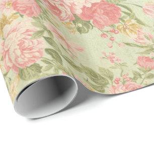 Papel De Presente Vintage floral