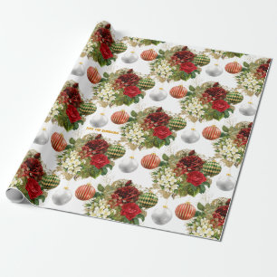 Papel De Presente Vintage Floral Bauble Boutique Personaliza Xmas