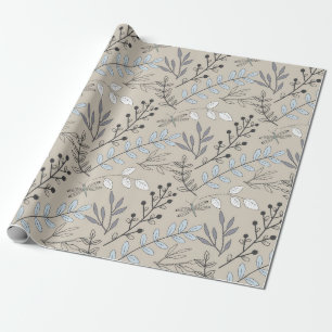 Papel De Presente Vintage Floral Blooms e Dragonflies