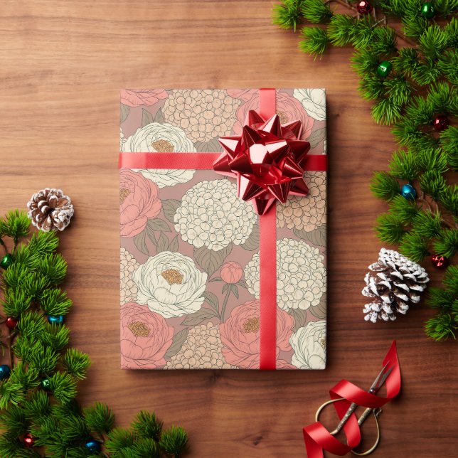 Papel De Presente Vintage Floral Botânico (Presente de Natal)