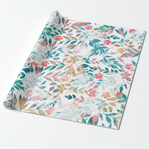 Papel De Presente Vintage floral e folhagem design