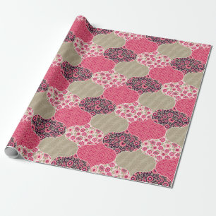 Papel De Presente Vintage Floral Marroquino - Padrão Rosa