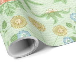 Papel De Presente Vintage Floral Rosa Azul William Morris Daisy Wrap