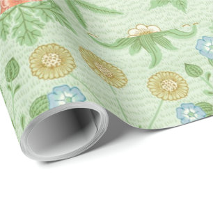 Papel De Presente Vintage Floral Rosa Azul William Morris Margarida 