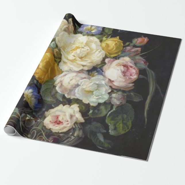 Papel De Presente Vintage Floral Wrapping Paper (Desenrolado)