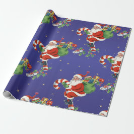 Papel De Presente Vintage Flying Papais noeis - Feliz Natal