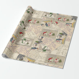 Papel De Presente Vintage French Children 2 Natal Wraprap Paper