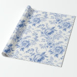 Papel De Presente Vintage French Floral Toile Blue Wrappaper<br><div class="desc">Vintage French Floral Toile Blue Wrappaper</div>