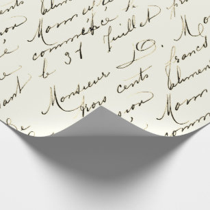 Papel De Presente Vintage French Script Wraping Paper