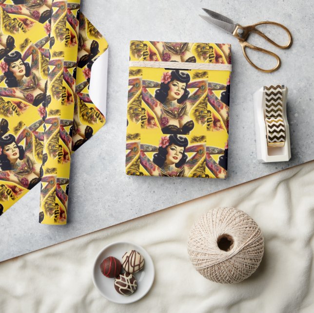 Papel De Presente Vintage Glam Pin-up (Artesanato)