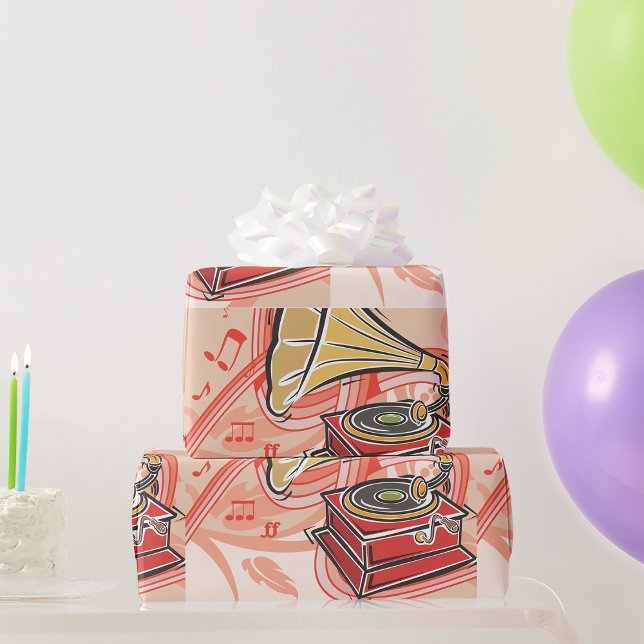 Papel De Presente Vintage Gramophone (Criador carregado)