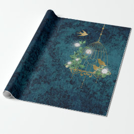 Papel De Presente Vintage Grunge Damask Birdage