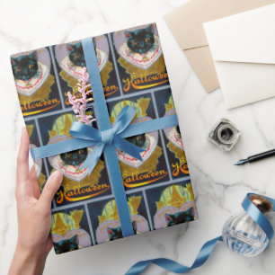 Papel De Presente Vintage Halloween - quebra-cabeça de bruxa negra