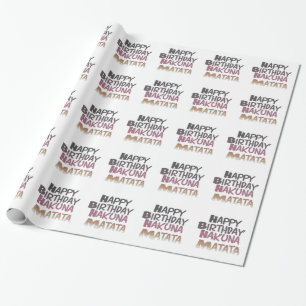Papel De Presente Vintage Happy Birthday Hakuna Matata Purple Inspir