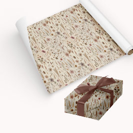 Papel De Presente Vintage Herbarium Pressed Flower Gift Wrap Paper