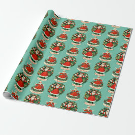 Papel De Presente Vintage Holiday Cheer In Teal