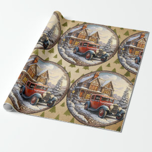 Papel De Presente Vintage Holiday Christmas Wrappaper