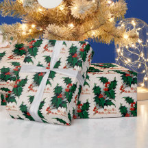 Vintage Holly Berry - Folha de Natal