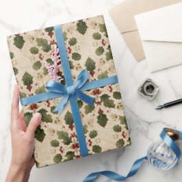Papel De Presente Vintage Holly Damask Pattern 