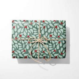 Papel De Presente Vintage Holly Wraping Paper - Sage