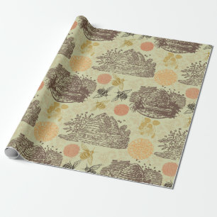 Papel De Presente Vintage Honey Bumblebee Sage