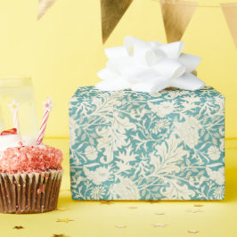 Papel De Presente Vintage John Henry Dearle Aqua Floral Patterno