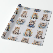 Vintage Kitten embrulhando papel.