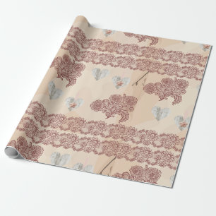 Papel De Presente Vintage Lace Floral Elegante Wrap