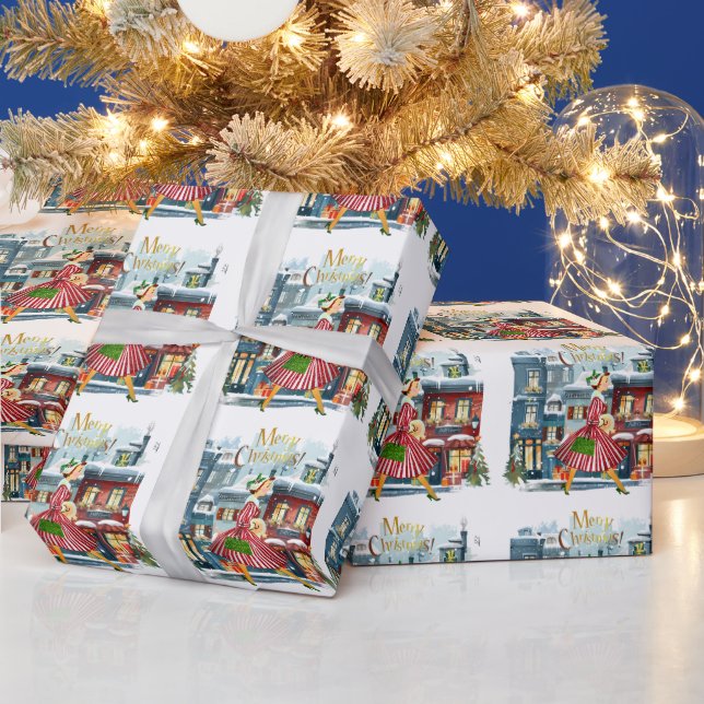 Papel De Presente Vintage Lady 1950 Natal (Feriados)