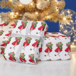 Papel De Presente Vintage Lady Christmas Comprando presentes<br><div class="desc">O Natal como parecia na década de 1950 com esta trabalho de arte retrô de uma senhora vestida com um vestido de cheio em vermelho e verde.</div>