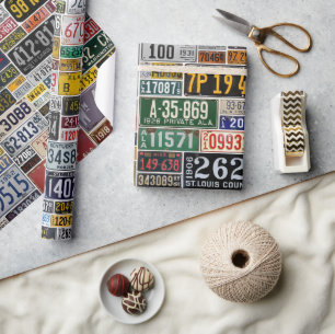 Papel De Presente Vintage License Plates Wraping Paper