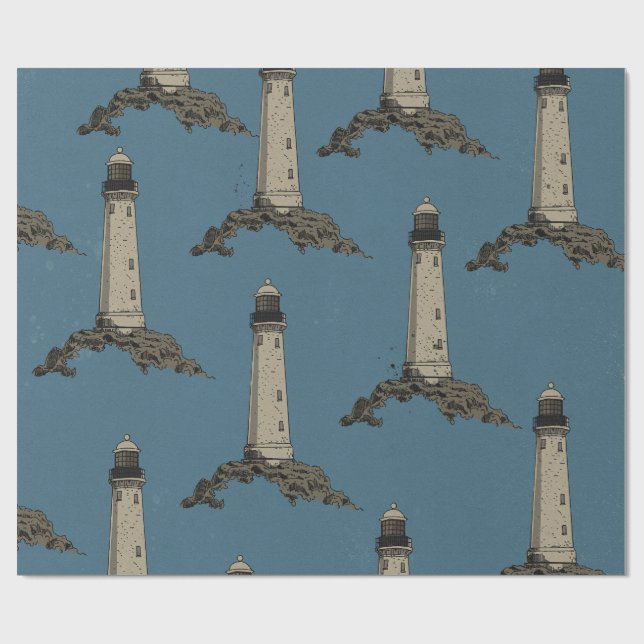Papel De Presente Vintage lighthouse pattern (Aberto)