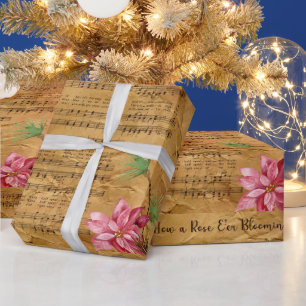 Papel De Presente Vintage Lo, como um Rosa E está sangrando o Natal