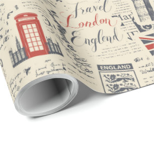 Papel De Presente Vintage London Wrapping Paper