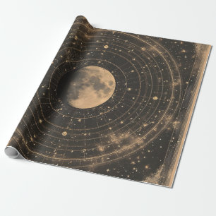 Papel De Presente Vintage Lunar Celestial Map Design