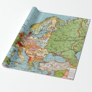 Papel De Presente Vintage Map of Europe