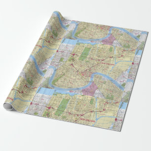 Papel De Presente Vintage Map of New Orleans