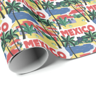 Papel De Presente Vintage Mexico Beach Scene