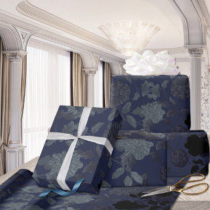 Papel De Presente Vintage moderno Toile floral dos azuis marinhos