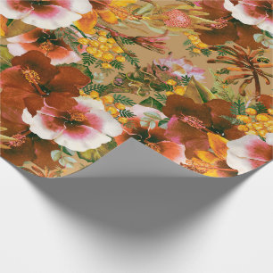 Papel De Presente Vintage Moody Tropical Blooms